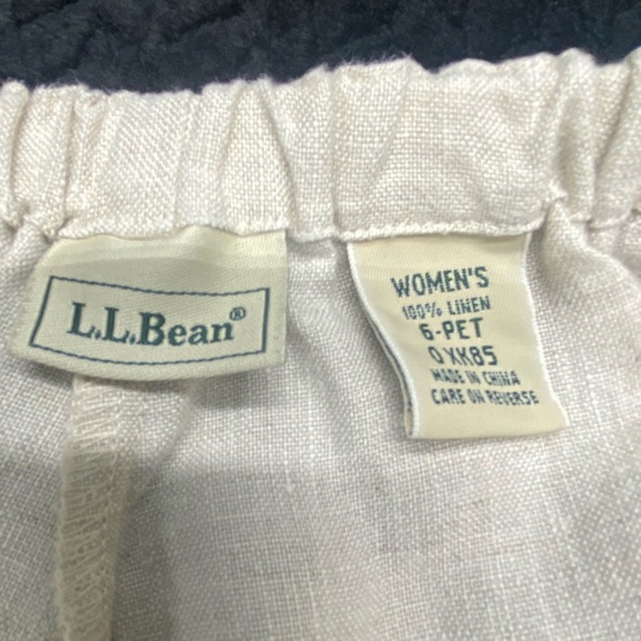L.L. Bean Women’s Linen Pants 6P Tan Button/Zip Front Elastic Back OFFICE CHURCH - Picture 11 of 11